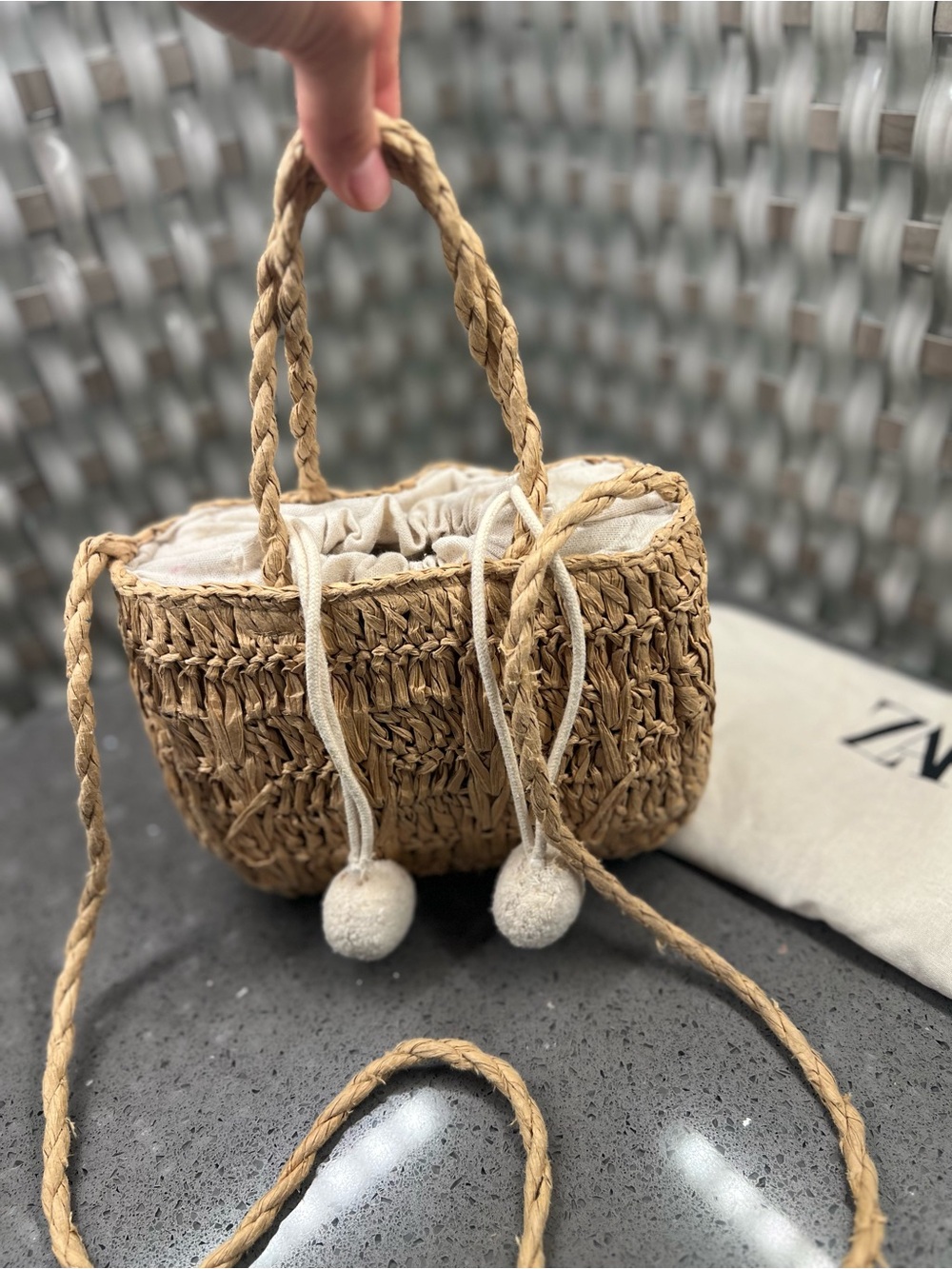 Zara straw bag with pom poms #summer #beachy #holiday vibes
